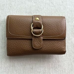 leather snap wallet/ nutmeg NWOT